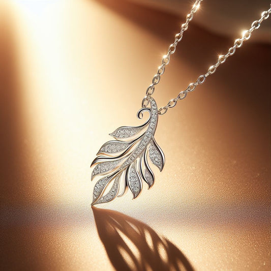 Collana in oro bianco foglia